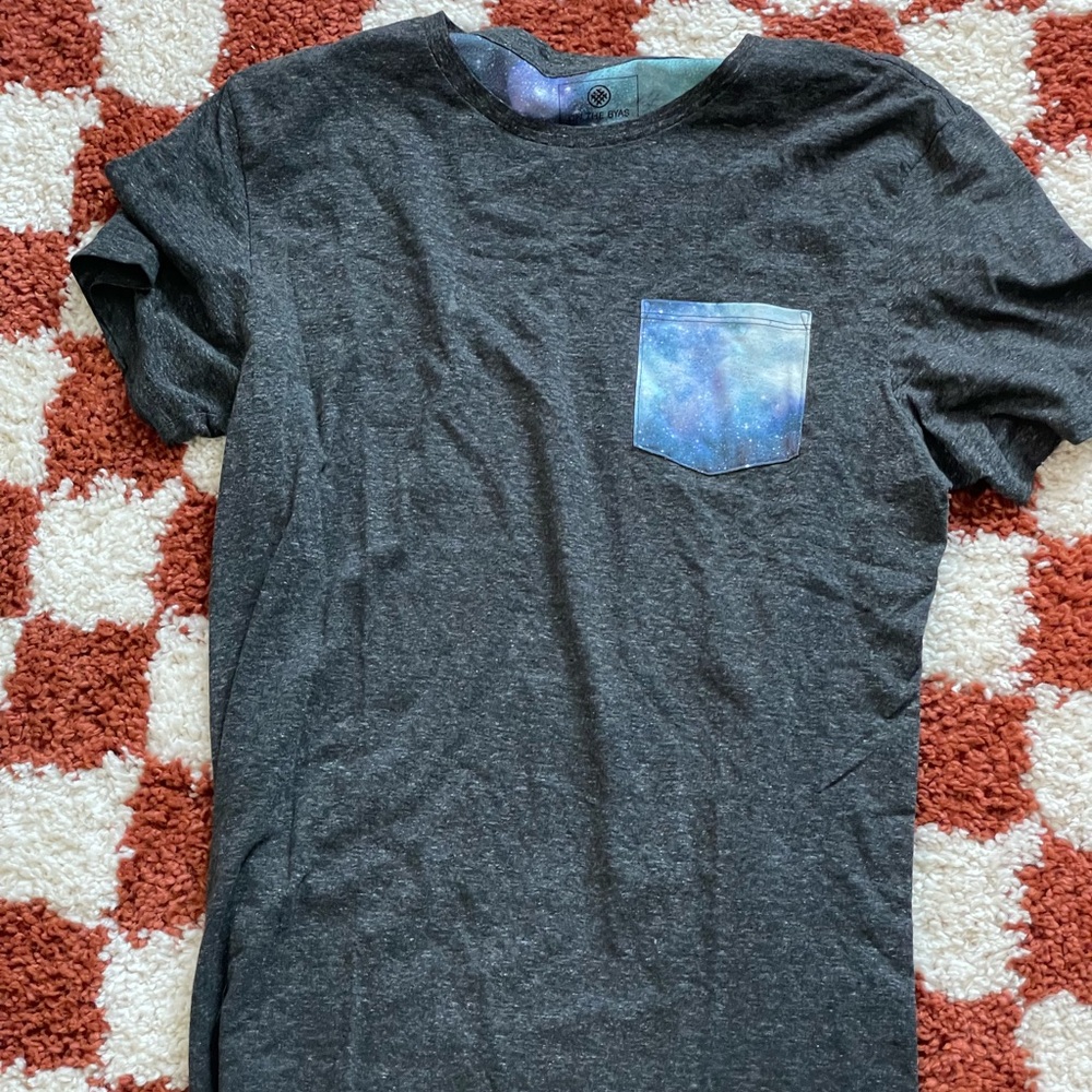 On the Byas Dark Gray Tee with Cosmic Pocket
